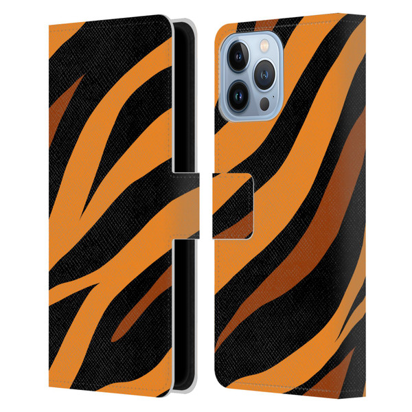 Grace Illustration Animal Prints Tiger Leather Book Wallet Case Cover For Apple iPhone 13 Pro Max