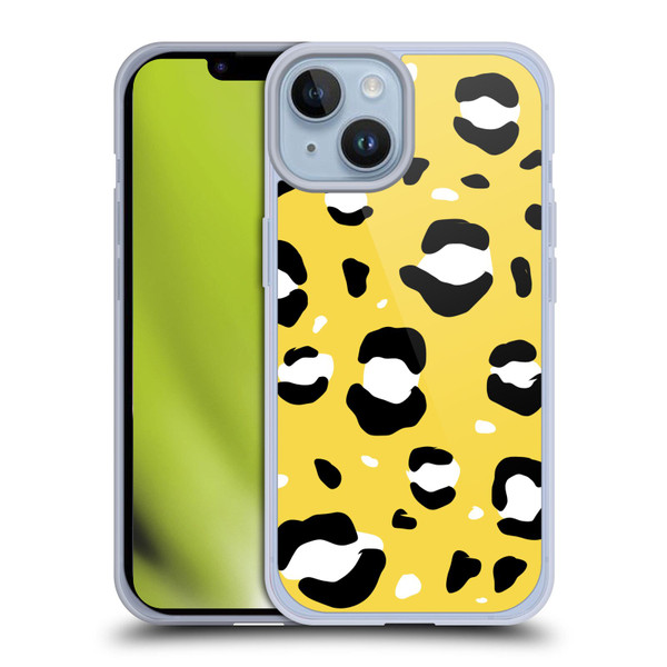 Grace Illustration Animal Prints Yellow Leopard Soft Gel Case for Apple iPhone 14