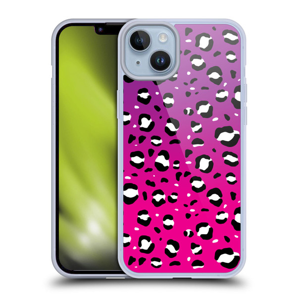 Grace Illustration Animal Prints Pink Leopard Soft Gel Case for Apple iPhone 14 Plus