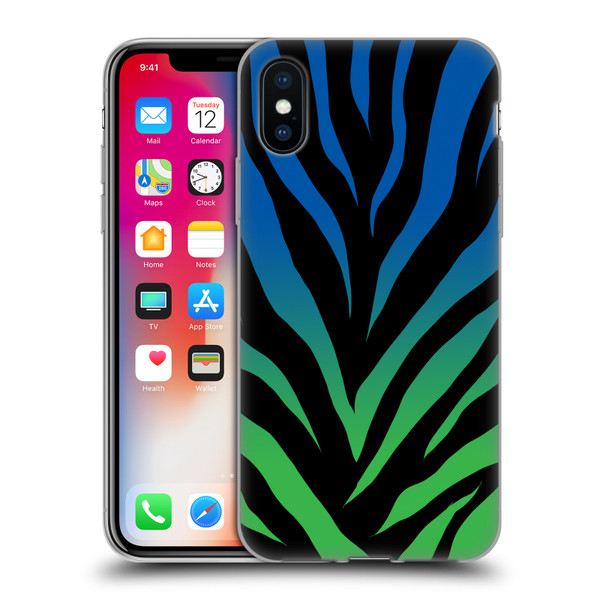 Grace Illustration Animal Prints Ombré Zebra Soft Gel Case for Apple iPhone X / iPhone XS