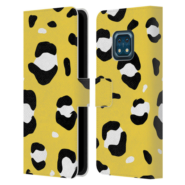Grace Illustration Animal Prints Yellow Leopard Leather Book Wallet Case Cover For Nokia XR20