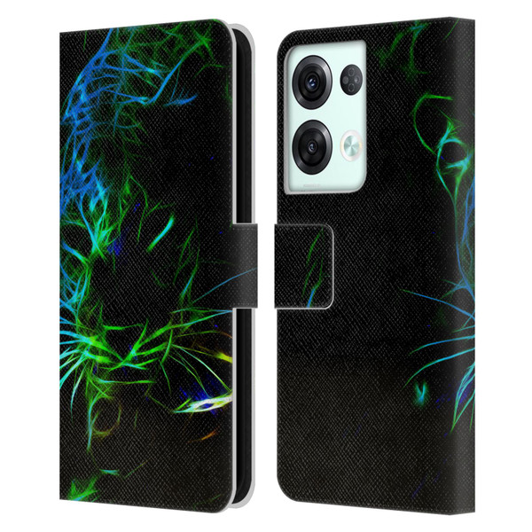 Simone Gatterwe Animals Neon Leopard Leather Book Wallet Case Cover For OPPO Reno8 Pro