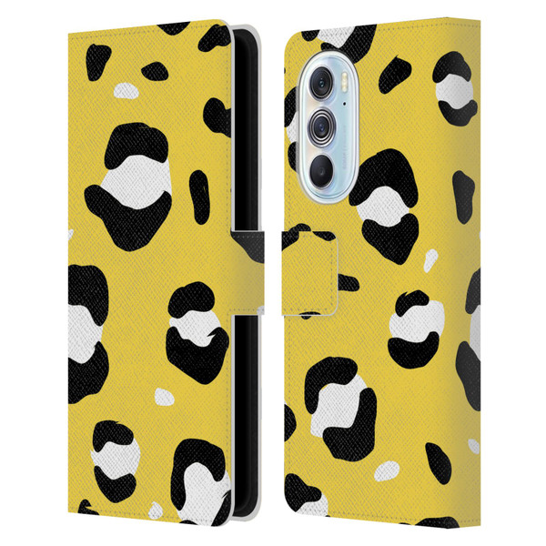 Grace Illustration Animal Prints Yellow Leopard Leather Book Wallet Case Cover For Motorola Edge X30