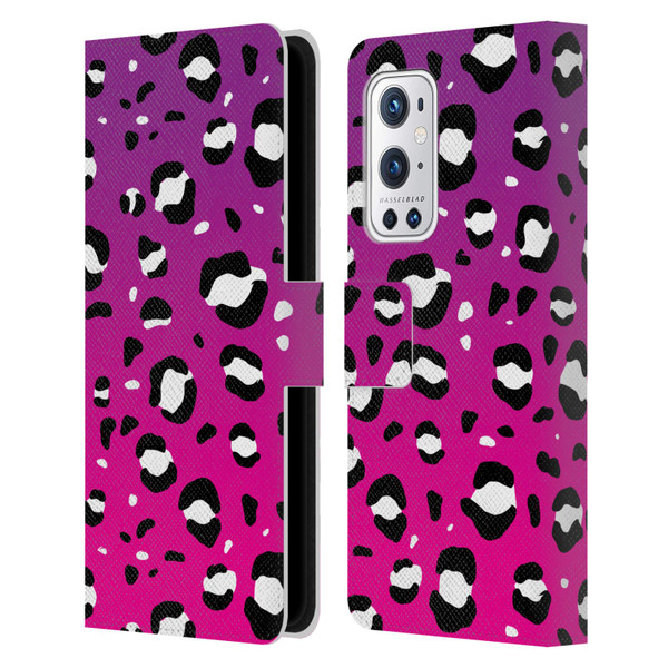 Grace Illustration Animal Prints Pink Leopard Leather Book Wallet Case Cover For OnePlus 9 Pro