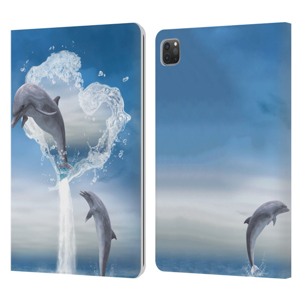 Simone Gatterwe Dolphins Lovers Leather Book Wallet Case Cover For Apple iPad Pro 11 2020 / 2021 / 2022