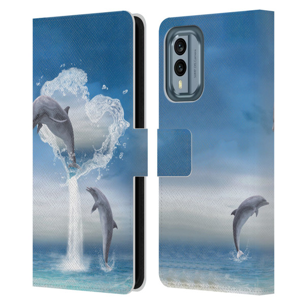 Simone Gatterwe Dolphins Lovers Leather Book Wallet Case Cover For Nokia X30