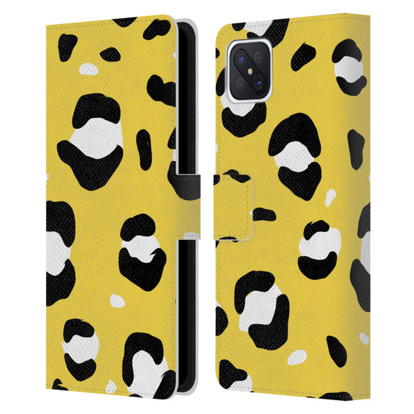 Grace Illustration Animal Prints Yellow Leopard Leather Book Wallet Case Cover For OPPO Reno4 Z 5G