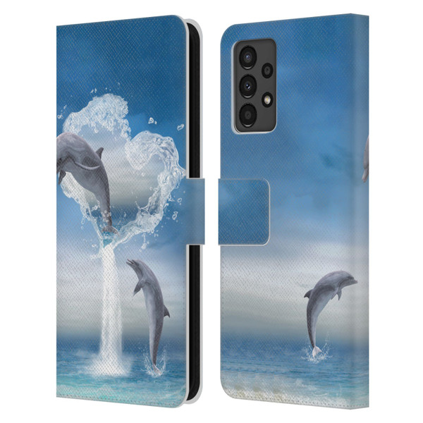 Simone Gatterwe Dolphins Lovers Leather Book Wallet Case Cover For Samsung Galaxy A13 (2022)