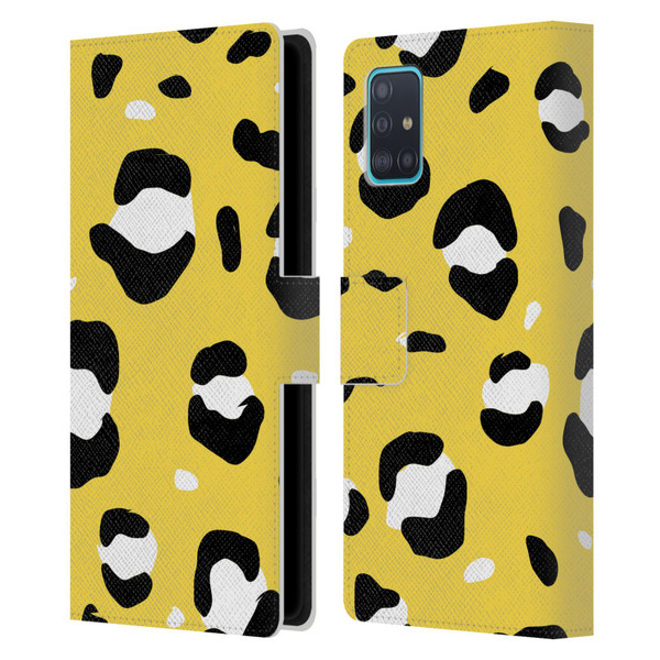 Grace Illustration Animal Prints Yellow Leopard Leather Book Wallet Case Cover For Samsung Galaxy A51 (2019)