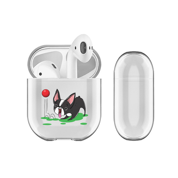 Grace Illustration Dogs Boston Terrier Clear Hard Crystal Cover Case for Apple AirPods 1 1st Gen / 2 2nd Gen Charging Case