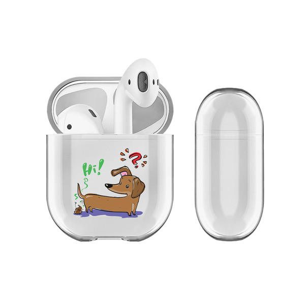 Grace Illustration Dogs Dachshund Clear Hard Crystal Cover Case for Apple AirPods 1 1st Gen / 2 2nd Gen Charging Case