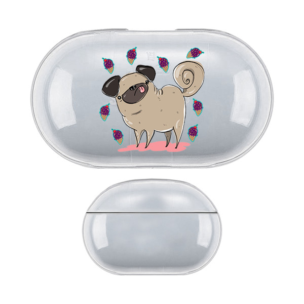 Grace Illustration Dogs Pug Clear Hard Crystal Cover Case for Samsung Galaxy Buds / Buds Plus