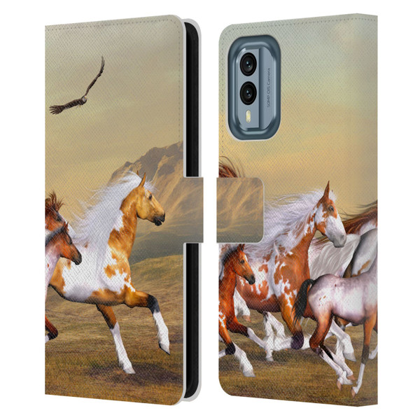 Simone Gatterwe Horses Wild Herd Leather Book Wallet Case Cover For Nokia X30