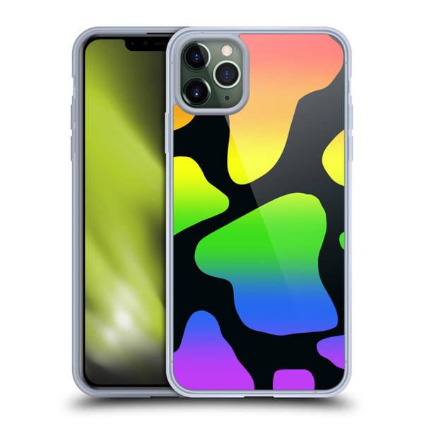 Grace Illustration Cow Prints Rainbow Soft Gel Case for Apple iPhone 11 Pro Max