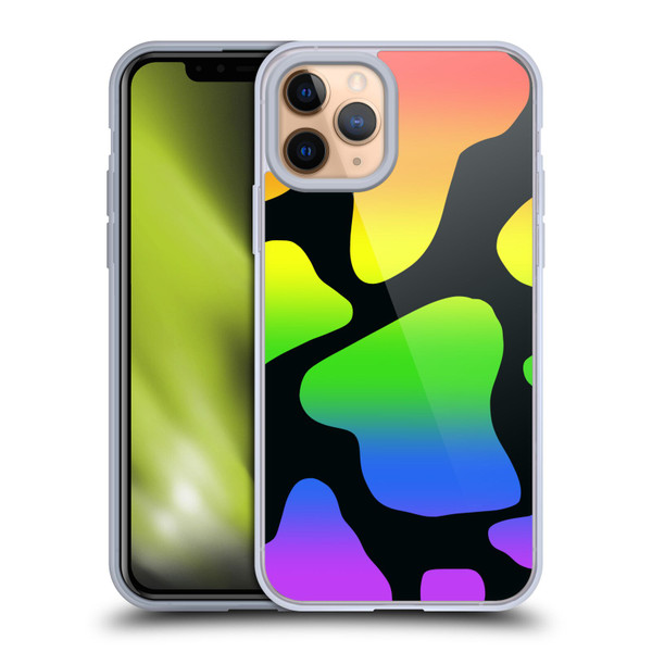 Grace Illustration Cow Prints Rainbow Soft Gel Case for Apple iPhone 11 Pro