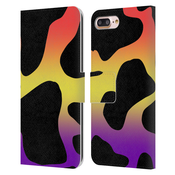 Grace Illustration Cow Prints Sunset Leather Book Wallet Case Cover For Apple iPhone 7 Plus / iPhone 8 Plus