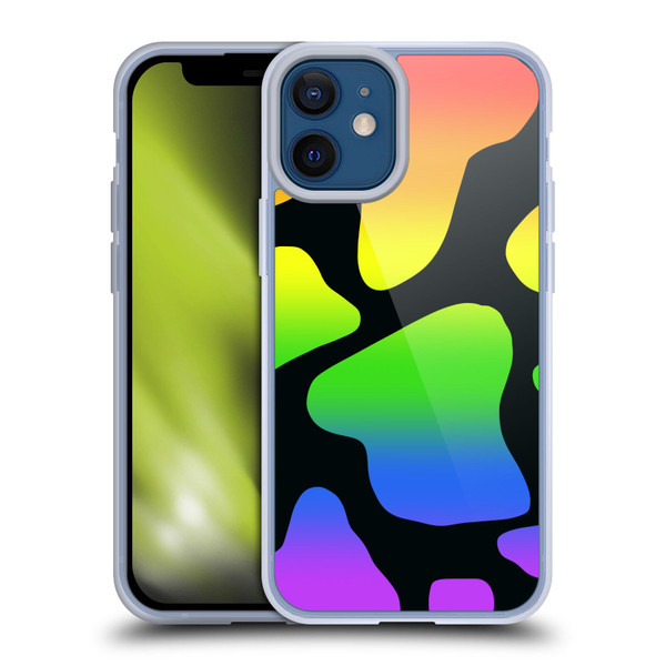 Grace Illustration Cow Prints Rainbow Soft Gel Case for Apple iPhone 12 Mini