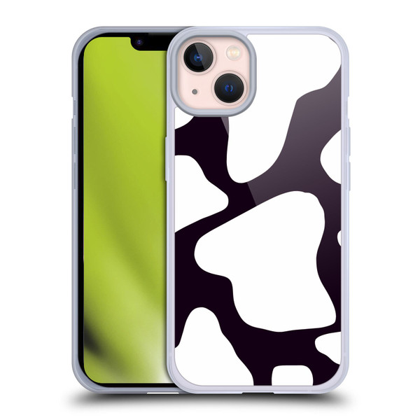 Grace Illustration Cow Prints Black And White Soft Gel Case for Apple iPhone 13