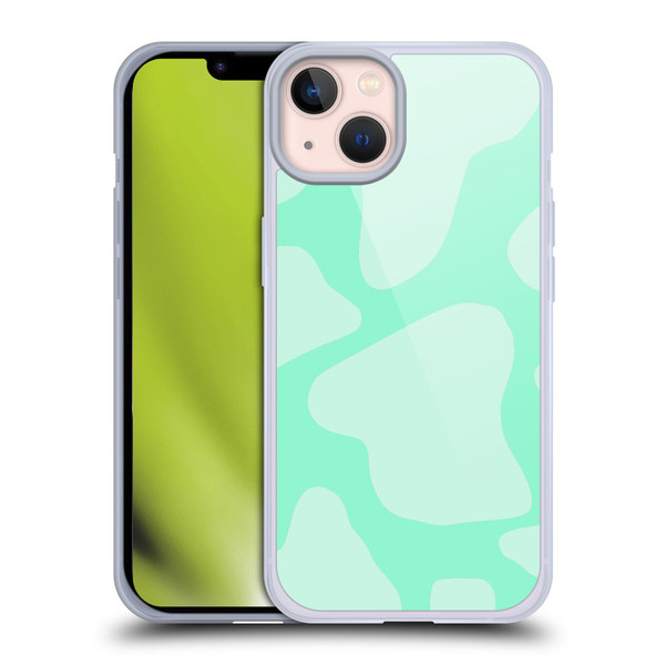 Grace Illustration Cow Prints Mint Green Soft Gel Case for Apple iPhone 13