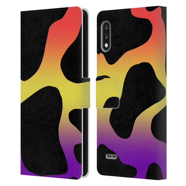 Grace Illustration Cow Prints Sunset Leather Book Wallet Case Cover For LG K22