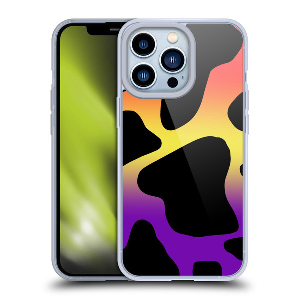Grace Illustration Cow Prints Sunset Soft Gel Case for Apple iPhone 13 Pro