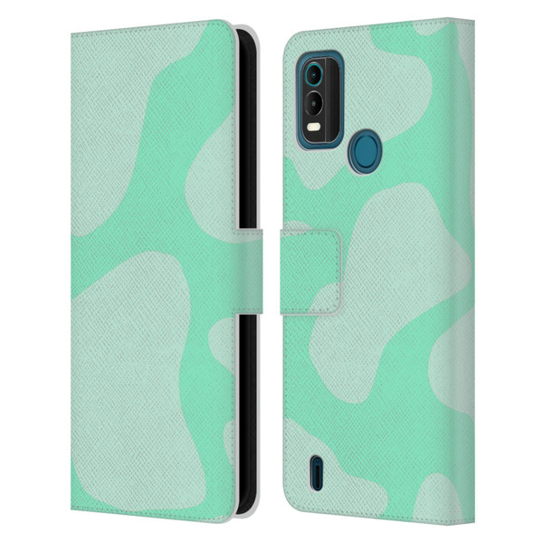 Grace Illustration Cow Prints Mint Green Leather Book Wallet Case Cover For Nokia G11 Plus