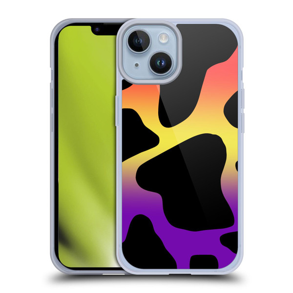 Grace Illustration Cow Prints Sunset Soft Gel Case for Apple iPhone 14