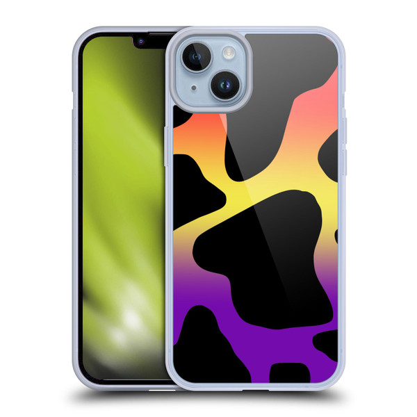 Grace Illustration Cow Prints Sunset Soft Gel Case for Apple iPhone 14 Plus