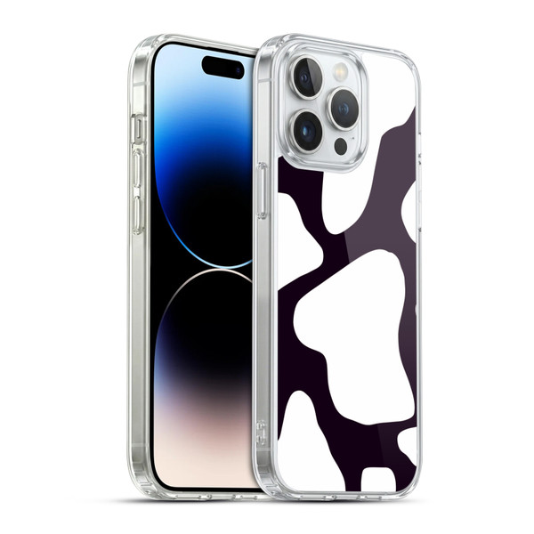 Grace Illustration Cow Prints Black And White Soft Gel Case for Apple iPhone 14 Pro Max & MagSafe