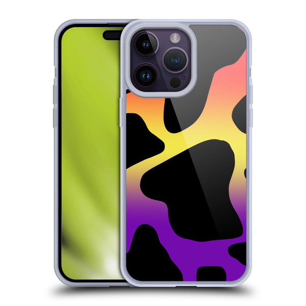 Grace Illustration Cow Prints Sunset Soft Gel Case for Apple iPhone 14 Pro Max