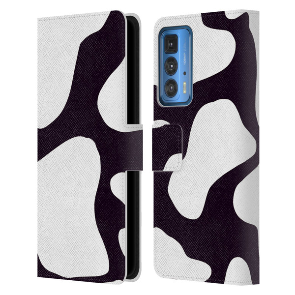 Grace Illustration Cow Prints Black And White Leather Book Wallet Case Cover For Motorola Edge 20 Pro