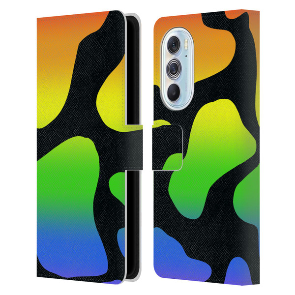Grace Illustration Cow Prints Rainbow Leather Book Wallet Case Cover For Motorola Edge X30