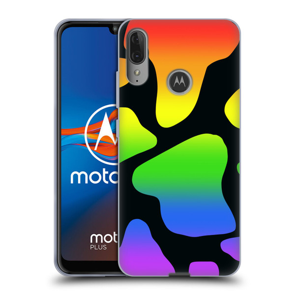 Grace Illustration Cow Prints Rainbow Soft Gel Case for Motorola Moto E6 Plus