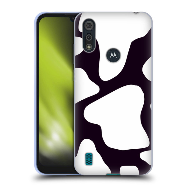 Grace Illustration Cow Prints Black And White Soft Gel Case for Motorola Moto E6s (2020)