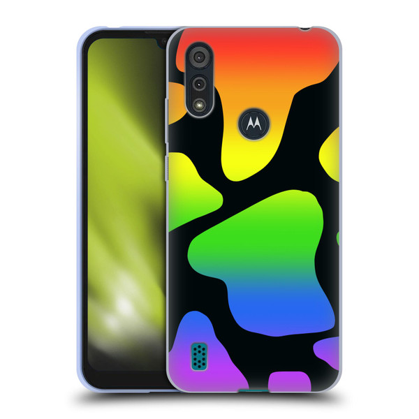 Grace Illustration Cow Prints Rainbow Soft Gel Case for Motorola Moto E6s (2020)