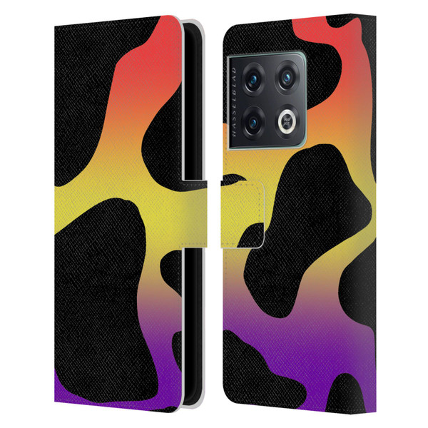 Grace Illustration Cow Prints Sunset Leather Book Wallet Case Cover For OnePlus 10 Pro