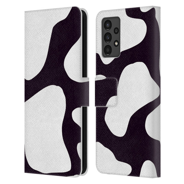 Grace Illustration Cow Prints Black And White Leather Book Wallet Case Cover For Samsung Galaxy A13 (2022)