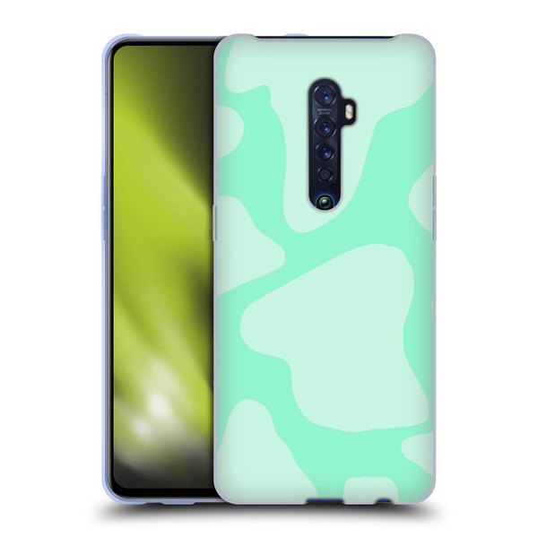 Grace Illustration Cow Prints Mint Green Soft Gel Case for OPPO Reno 2