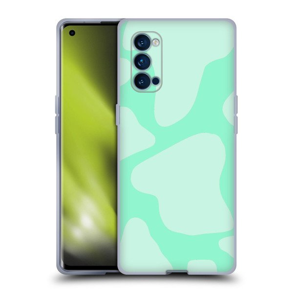 Grace Illustration Cow Prints Mint Green Soft Gel Case for OPPO Reno 4 Pro 5G