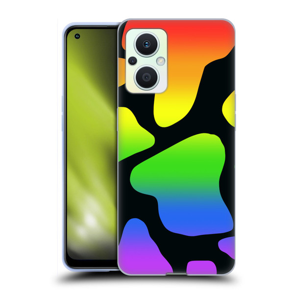 Grace Illustration Cow Prints Rainbow Soft Gel Case for OPPO Reno8 Lite