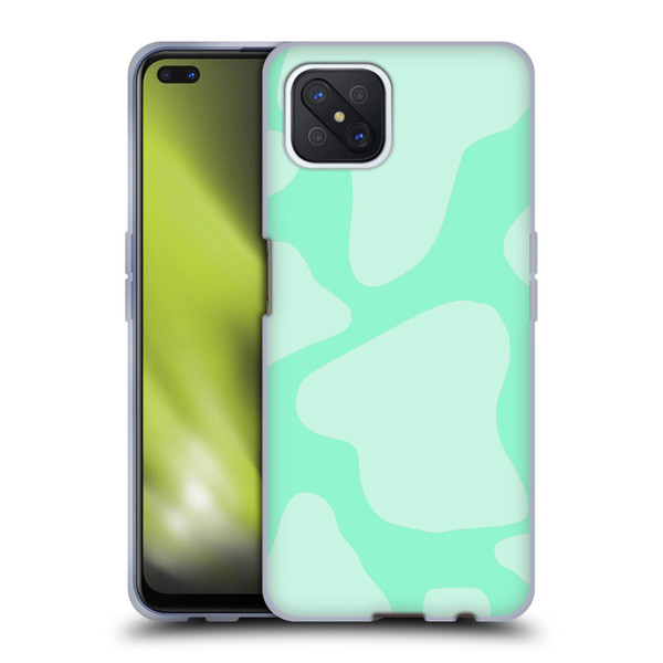 Grace Illustration Cow Prints Mint Green Soft Gel Case for OPPO Reno4 Z 5G