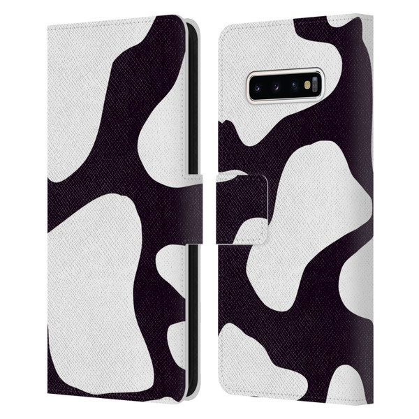 Grace Illustration Cow Prints Black And White Leather Book Wallet Case Cover For Samsung Galaxy S10+ / S10 Plus