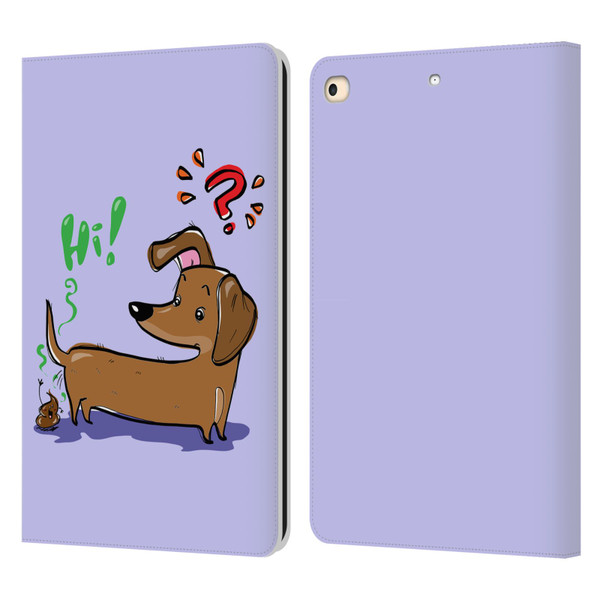 Grace Illustration Dogs Dachshund Leather Book Wallet Case Cover For Apple iPad 9.7 2017 / iPad 9.7 2018