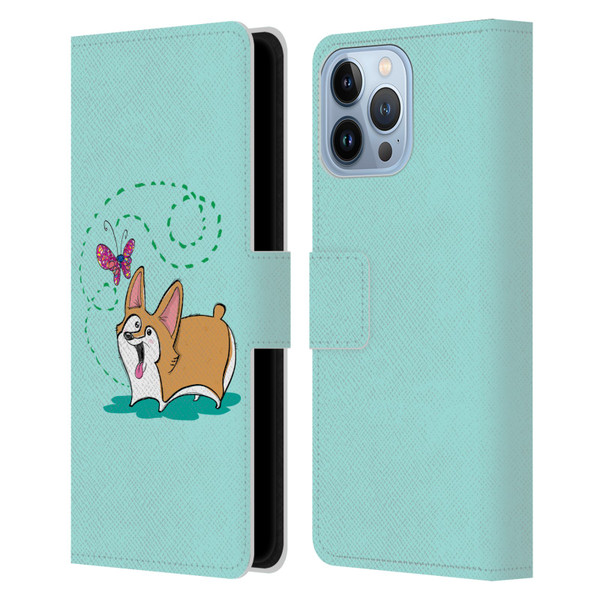 Grace Illustration Dogs Corgi Leather Book Wallet Case Cover For Apple iPhone 13 Pro Max