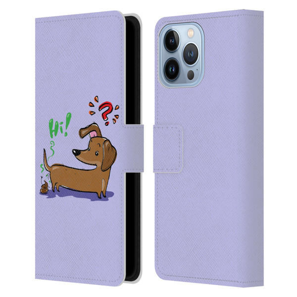 Grace Illustration Dogs Dachshund Leather Book Wallet Case Cover For Apple iPhone 13 Pro Max