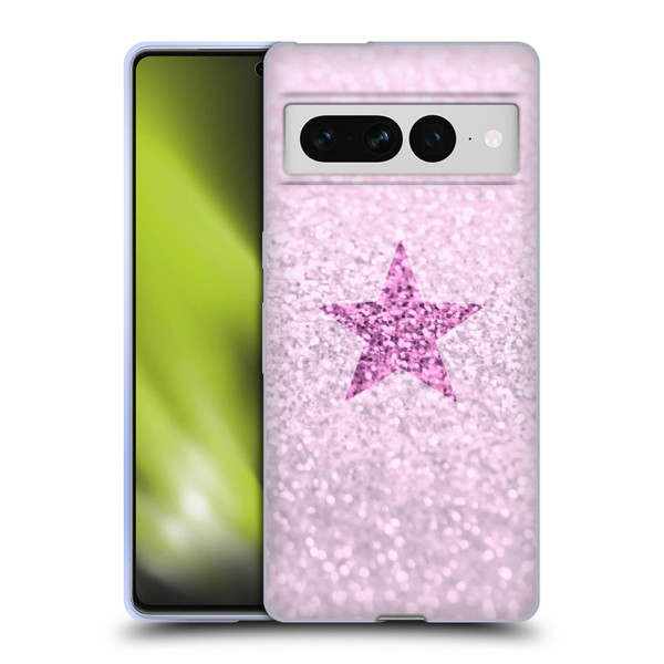 Monika Strigel Glitter Star Pastel Pink Soft Gel Case for Google Pixel 7 Pro