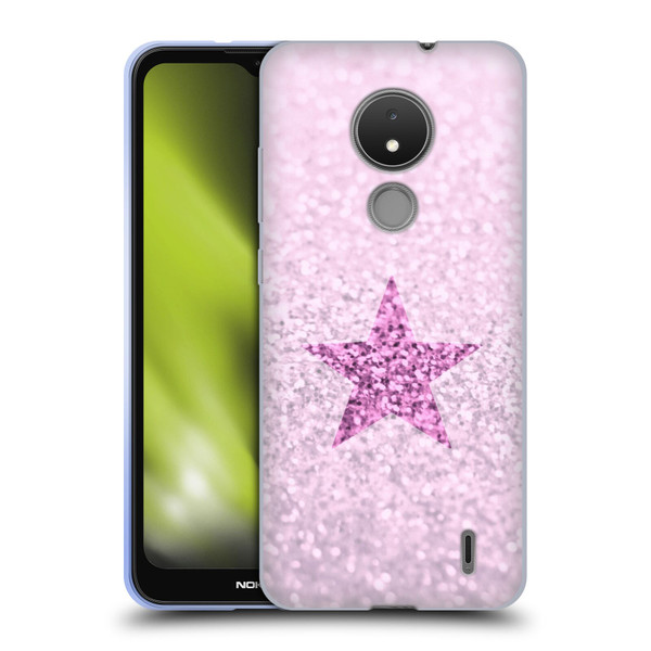 Monika Strigel Glitter Star Pastel Pink Soft Gel Case for Nokia C21