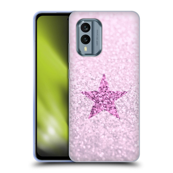 Monika Strigel Glitter Star Pastel Pink Soft Gel Case for Nokia X30