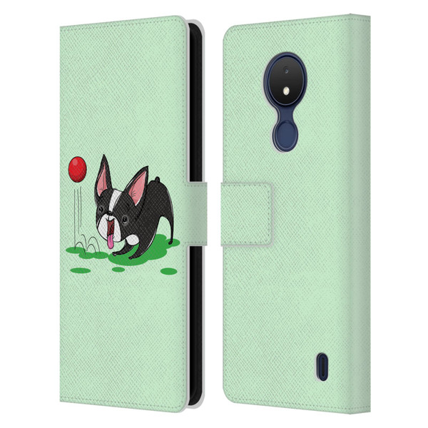 Grace Illustration Dogs Boston Terrier Leather Book Wallet Case Cover For Nokia C21