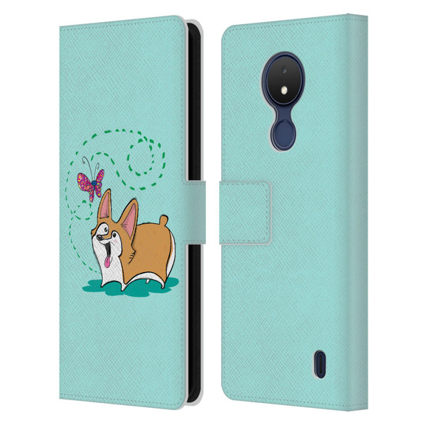 Grace Illustration Dogs Corgi Leather Book Wallet Case Cover For Nokia C21